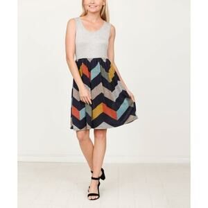 Egy by éloges Gray Black Chevron Sleeve Tank Dress Women's Medium